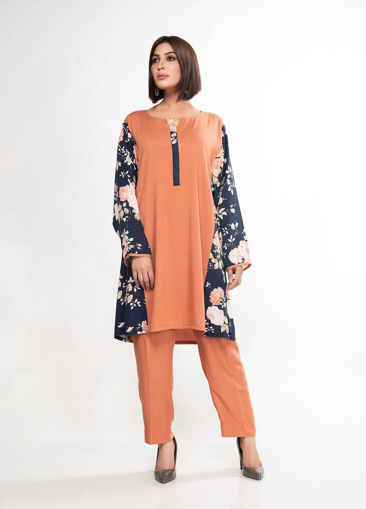 House of Vasli Casual Pret  Linen 2 Piece Dress HOV23CP AL007-2023 Rust with blueprint