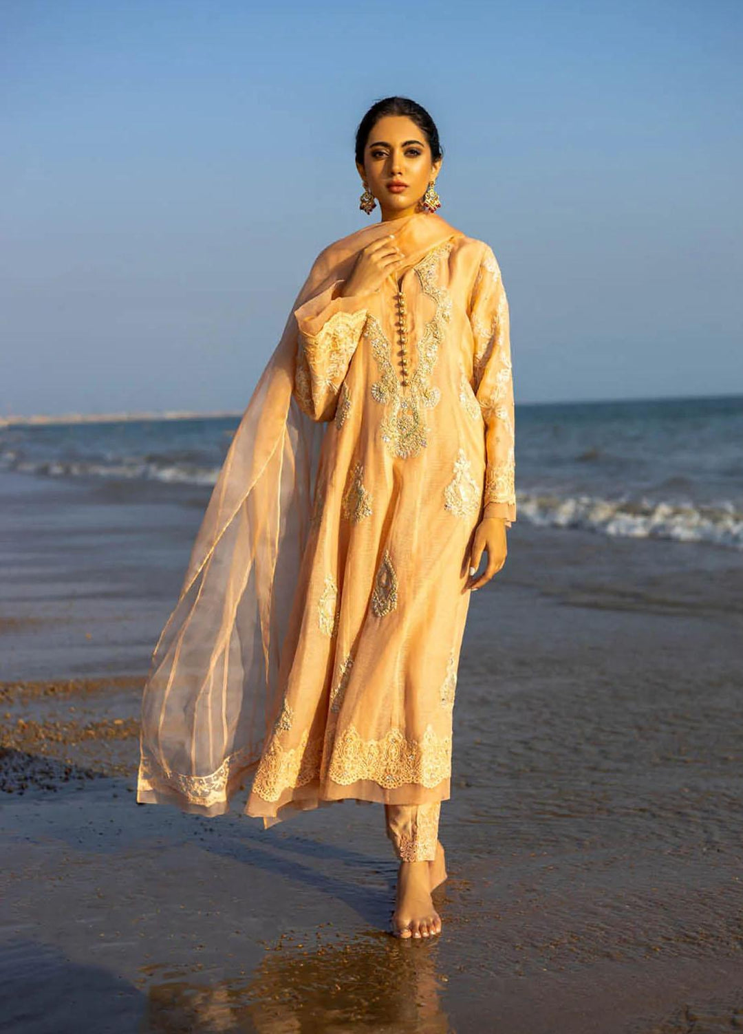 Hue Luxury Pret  Cotton Net Shirt HUP22TA Mistique