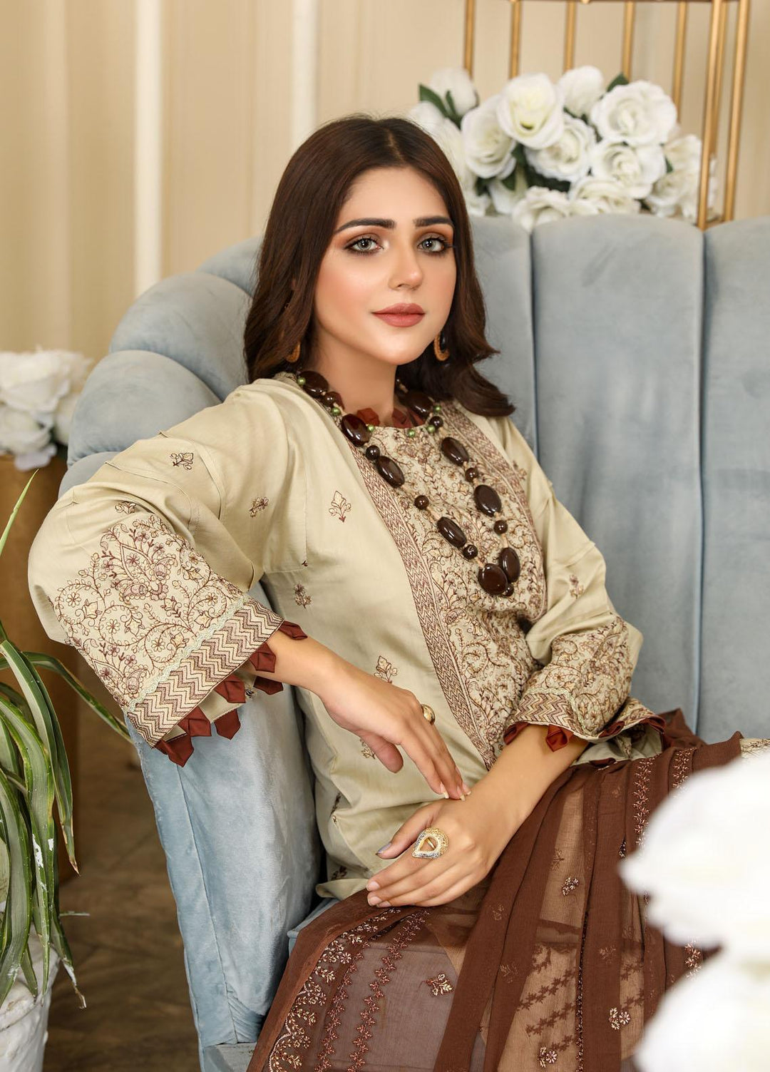 Hues by Humdum Embroidered Viscose Suits Unstitched 3 Piece HD22H 08 - Winter Collection