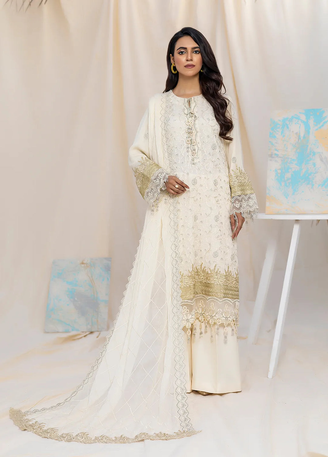 Husn Ara by Salitex Embroidered Chiffon Suits Unstitched 3 Piece SSS24U3P051UT - Formal Collection