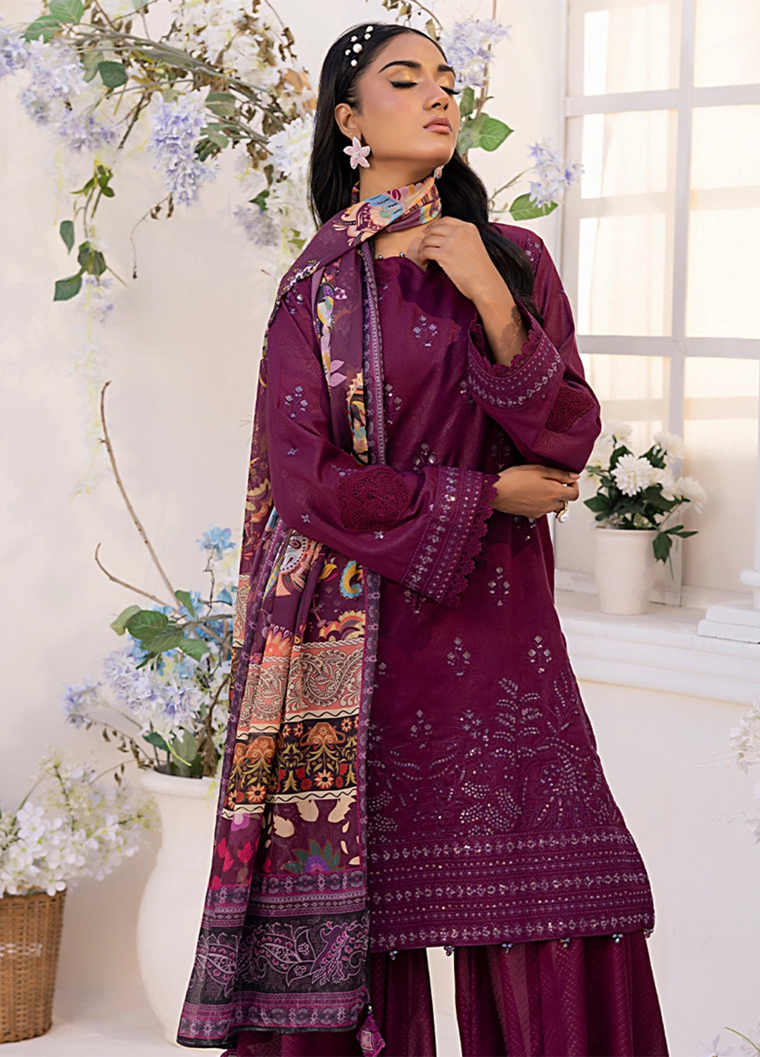 Husn-e-Bahar by Salitex Embroidered Lawn Suits Unstitched 3 Piece SSW6U3P116UT - Summer Collection
