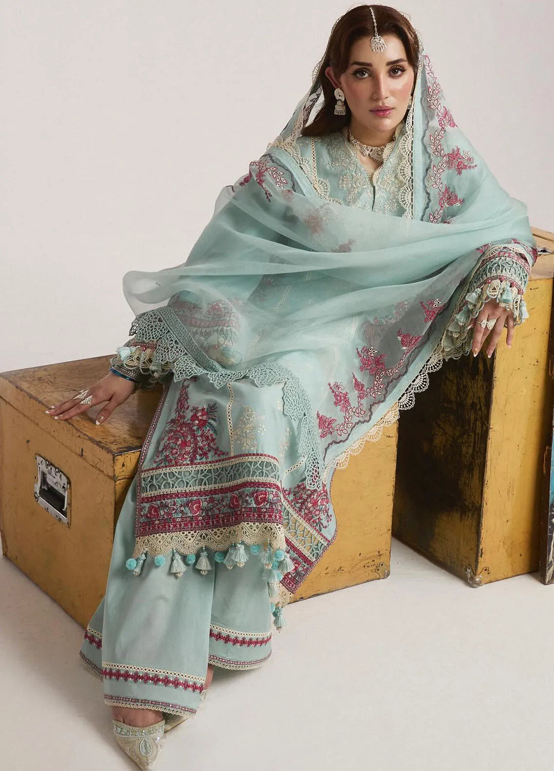 Hussain Rehar Embroidered Lawn Suit Unstitched 3 Piece HRRS24E Moraine - Festive Collection