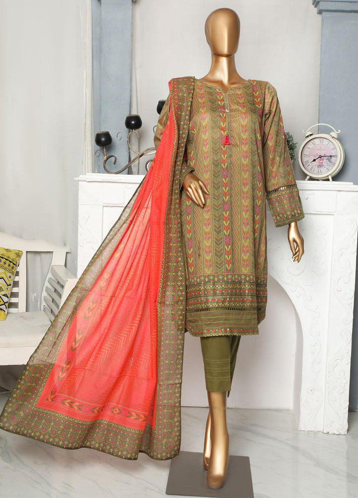 HZ Textiles Casual Pret  Lawn 3 Piece Suit HZ23LPE-2 D-2339