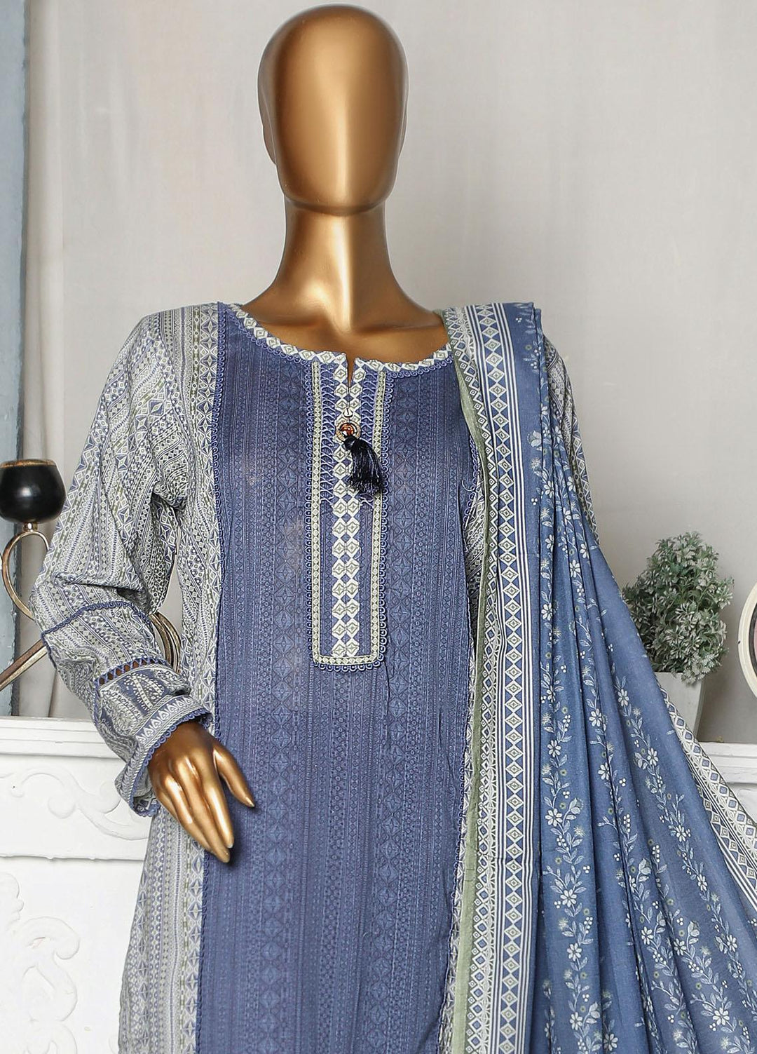 HZ Textiles Casual Pret  Lawn 3 Piece Suit HZ23LPE-2 D-2342