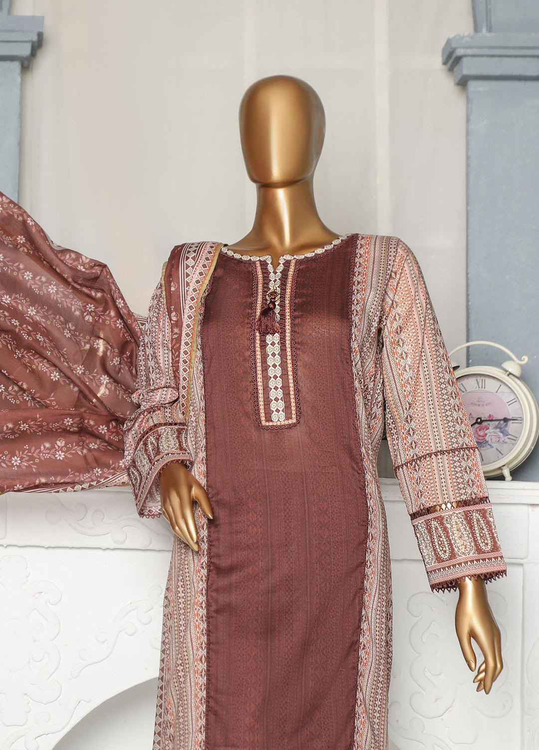 HZ Textiles Casual Pret  Lawn 3 Piece Suit HZ23LPE-2 D-2343