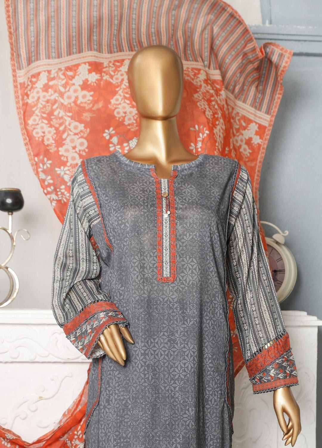 HZ Textiles Casual Pret  Lawn 3 Piece Suit HZ23LPE-2 D-2346