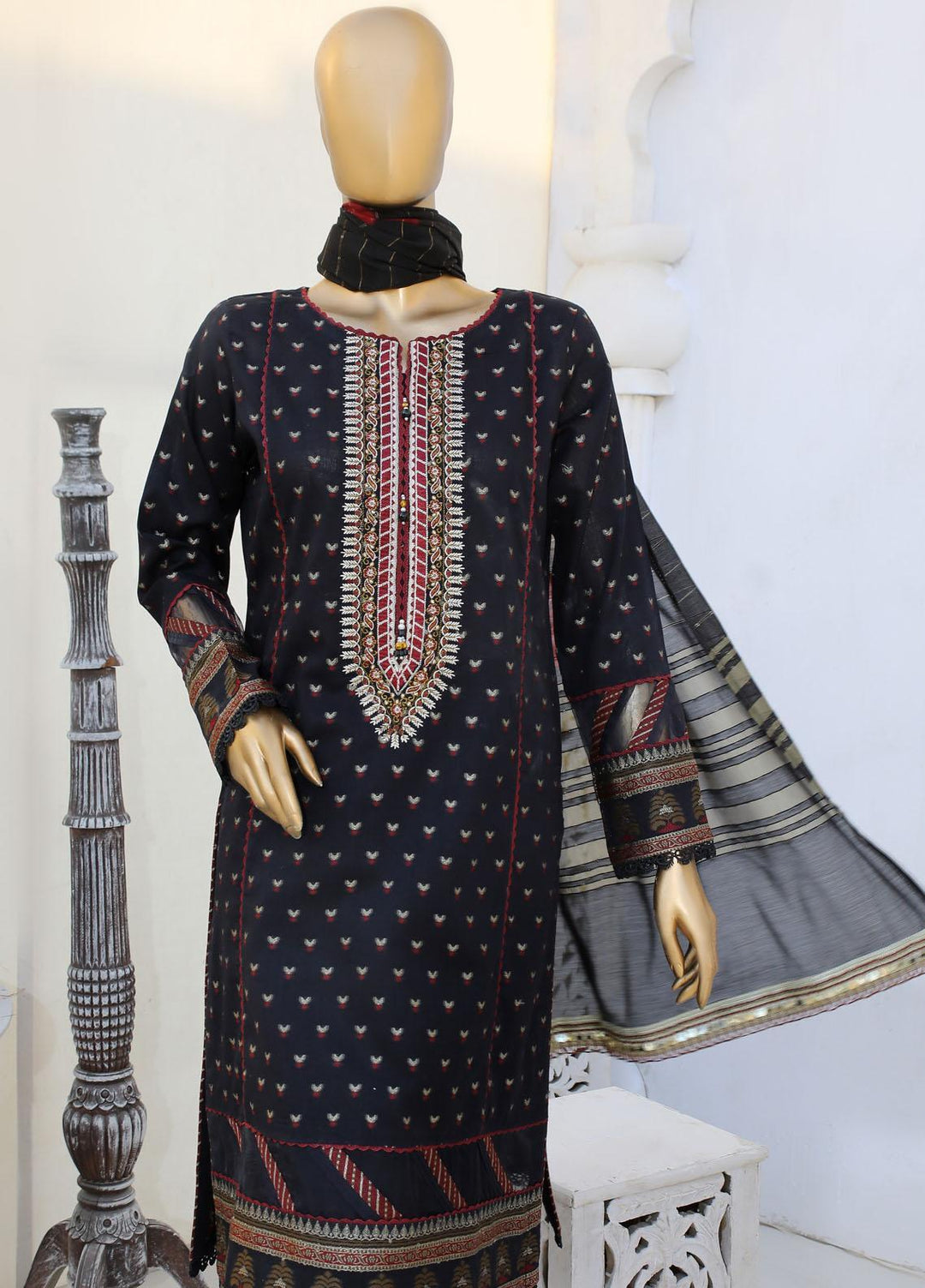 HZ Textiles Embroidered Jacquard Suits Unstitched 3 Piece HZ23A AJ-01 - Festive Collection