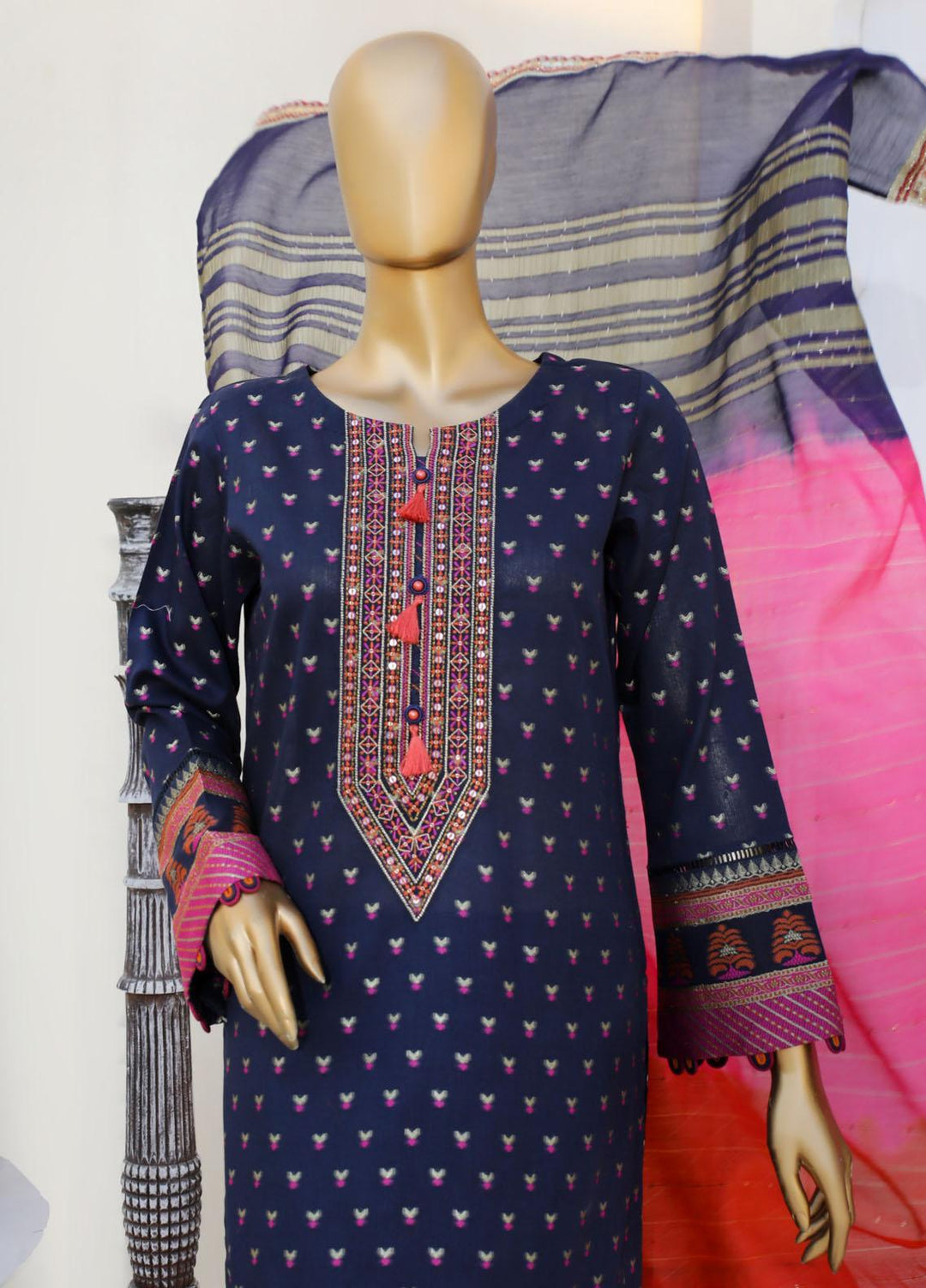 HZ Textiles Embroidered Jacquard Suits Unstitched 3 Piece HZ23A AJ-02 - Festive Collection