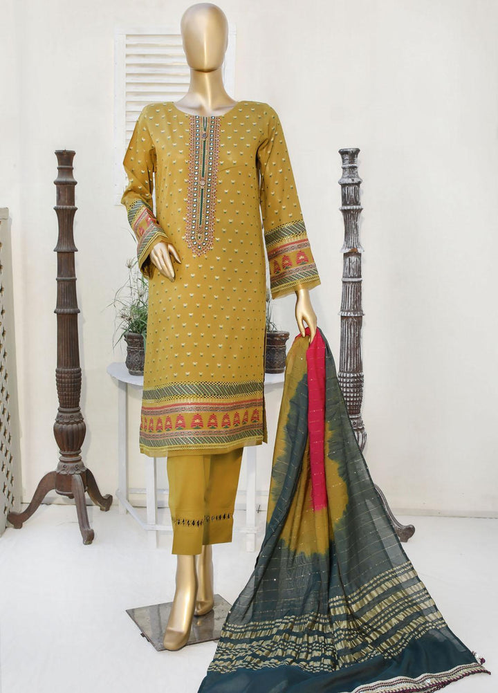 HZ Textiles Embroidered Jacquard Suits Unstitched 3 Piece HZ23A AJ-07 - Festive Collection