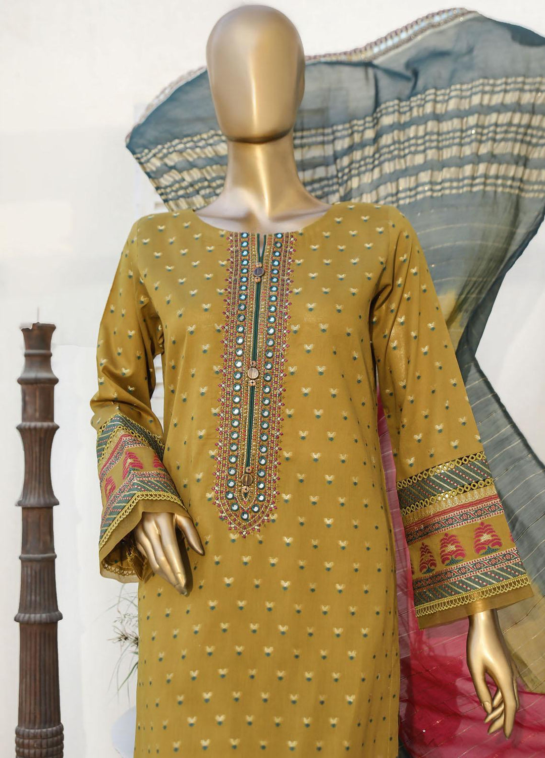 HZ Textiles Embroidered Jacquard Suits Unstitched 3 Piece HZ23A AJ-07 - Festive Collection