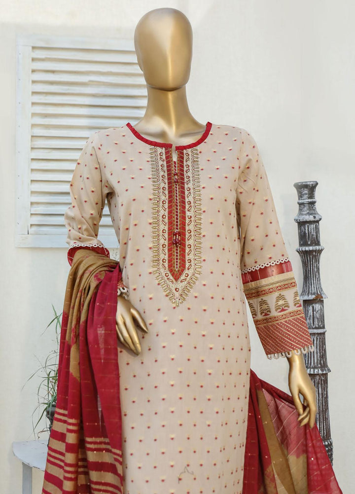 HZ Textiles Embroidered Jacquard Suits Unstitched 3 Piece HZ23A AJ-10 - Festive Collection