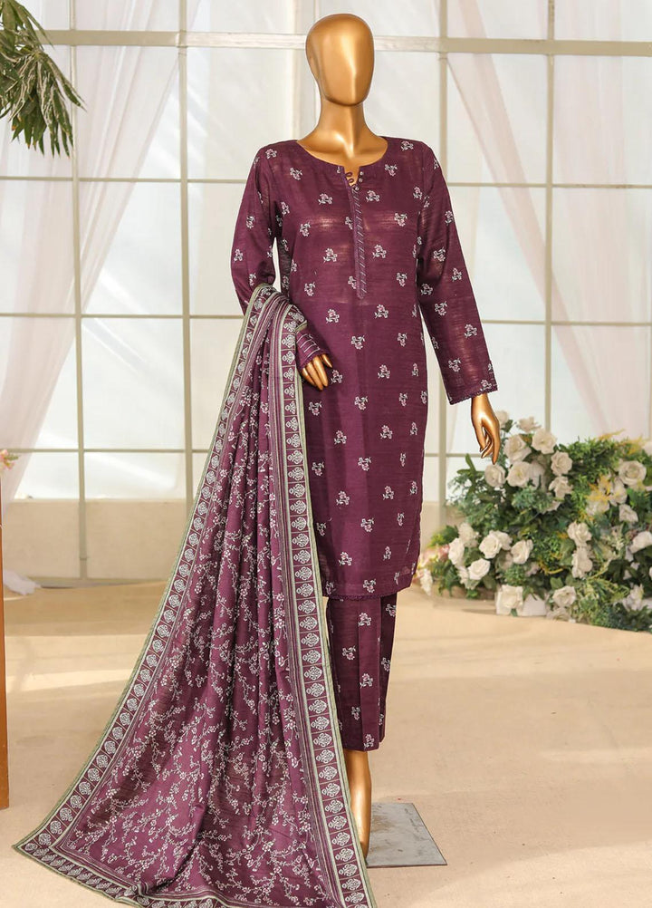 HZ Textiles Printed Khaddar Suits Unstitched 3 Piece HZ23PK PKP-102-B - Winter Collection