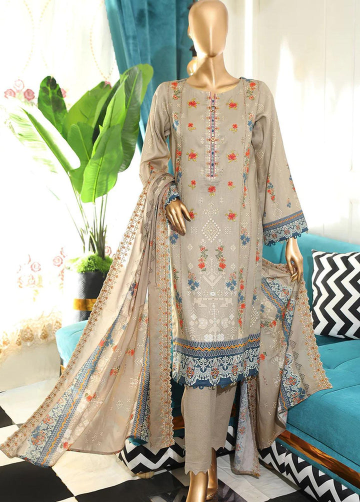HZ Textiles Embroidered Cotton Suits Unstitched 3 Piece HZ22DKC DKC-1193-B - Winter Collection