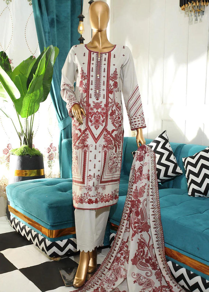 HZ Textiles Embroidered Cotton Suits Unstitched 3 Piece HZ22DKC DKC-1196-A - Winter Collection