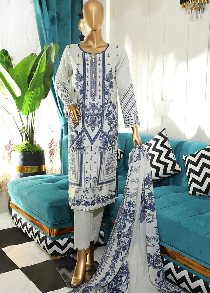 HZ Textiles Embroidered Cotton Suits Unstitched 3 Piece HZ22DKC DKC-1196-B - Winter Collection