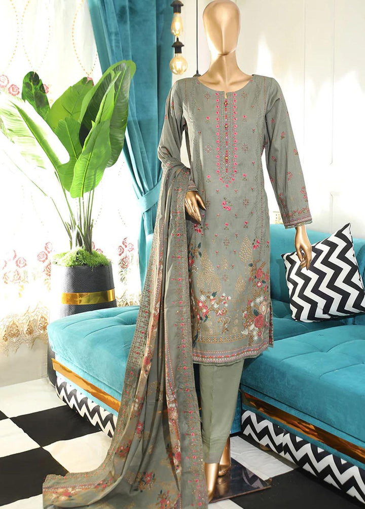 HZ Textiles Embroidered Cotton Suits Unstitched 3 Piece HZ22DKC DKC-1197 - Winter Collection
