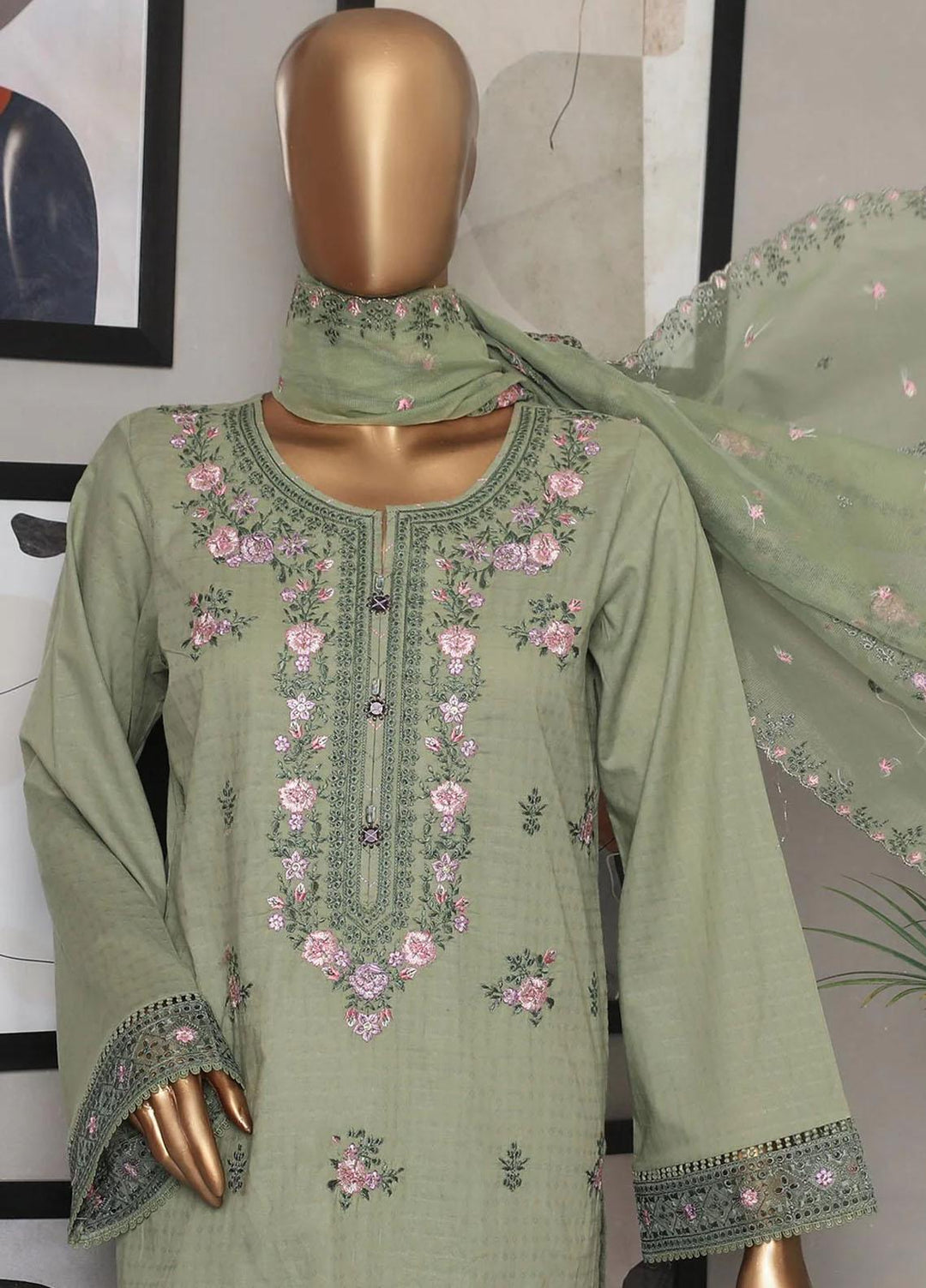 HZ Textiles Embroidered Jacquard Suits Unstitched 3 Piece HZ23DJ DJ-07 - Summer Collection
