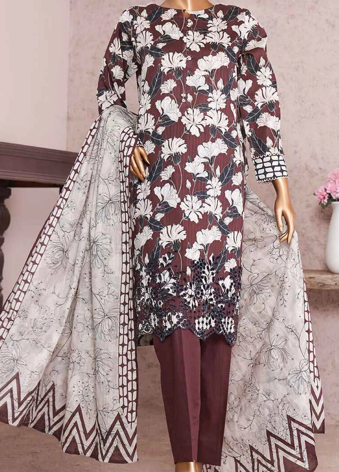 HZ Textiles Embroidered Cotton Suits Unstitched 3 Piece HZ24NP NPE-05 - Summer Collection