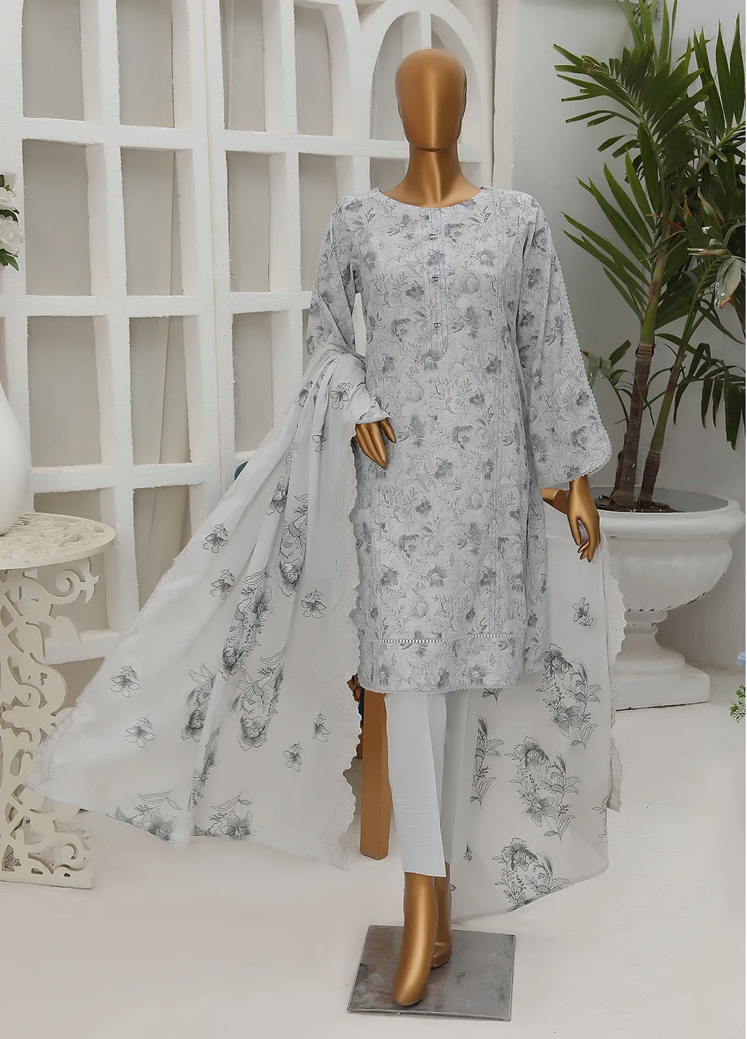 HZ Textiles Embroidered Lawn Suit Unstitched 3 Piece HZ24D PDK-47 - Summer Collection