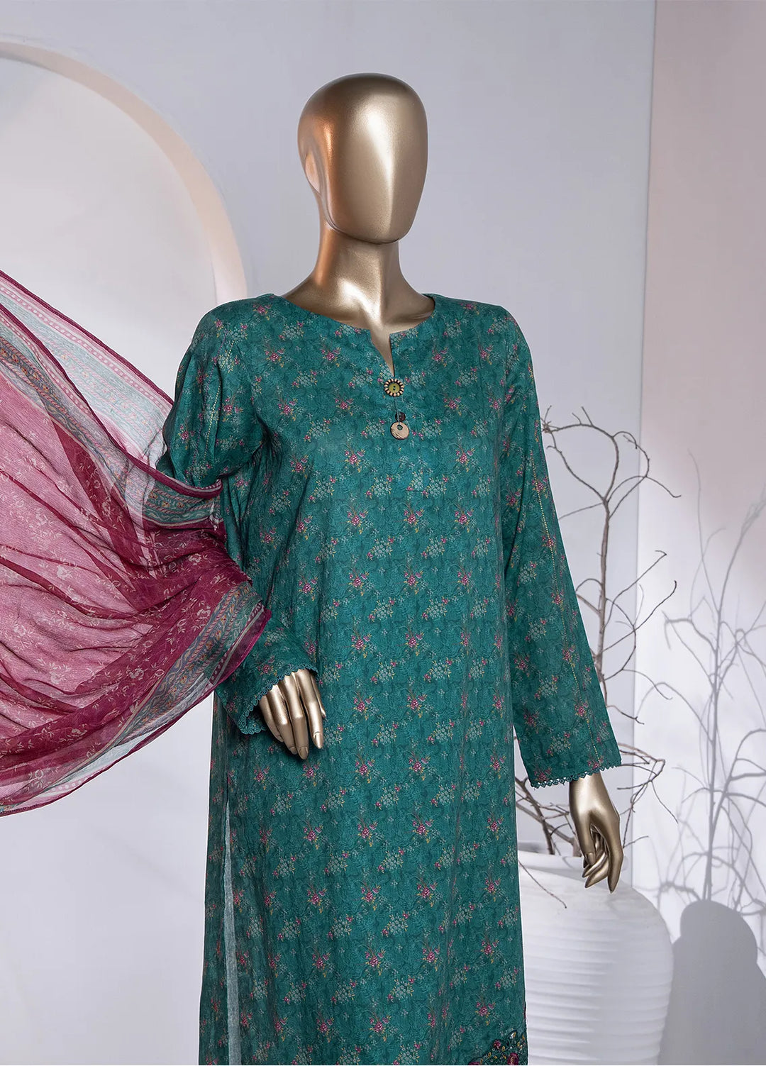 Hz Textiles Embroidered Lawn Suit Unstitched 3 Piece HZ24M MEC-91 - Lawn Collection