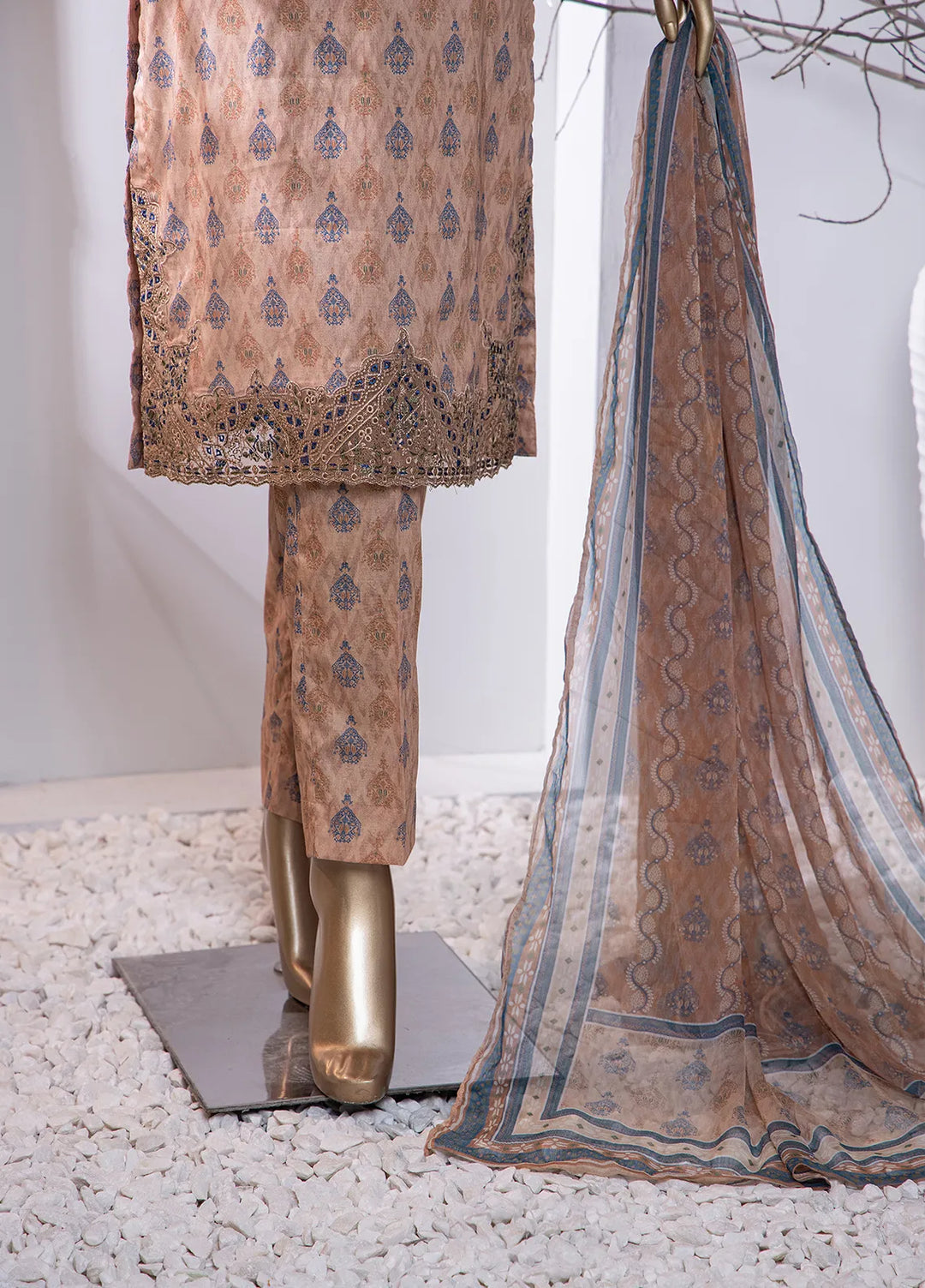 Hz Textiles Embroidered Lawn Suit Unstitched 3 Piece HZ24M MEC-92 - Lawn Collection
