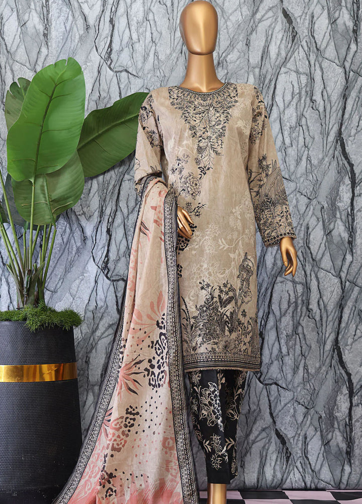 HZ Textiles Embroidered Lawn Suits Unstitched 3 Piece HZ25EUL EC-1044 - Summer Collection
