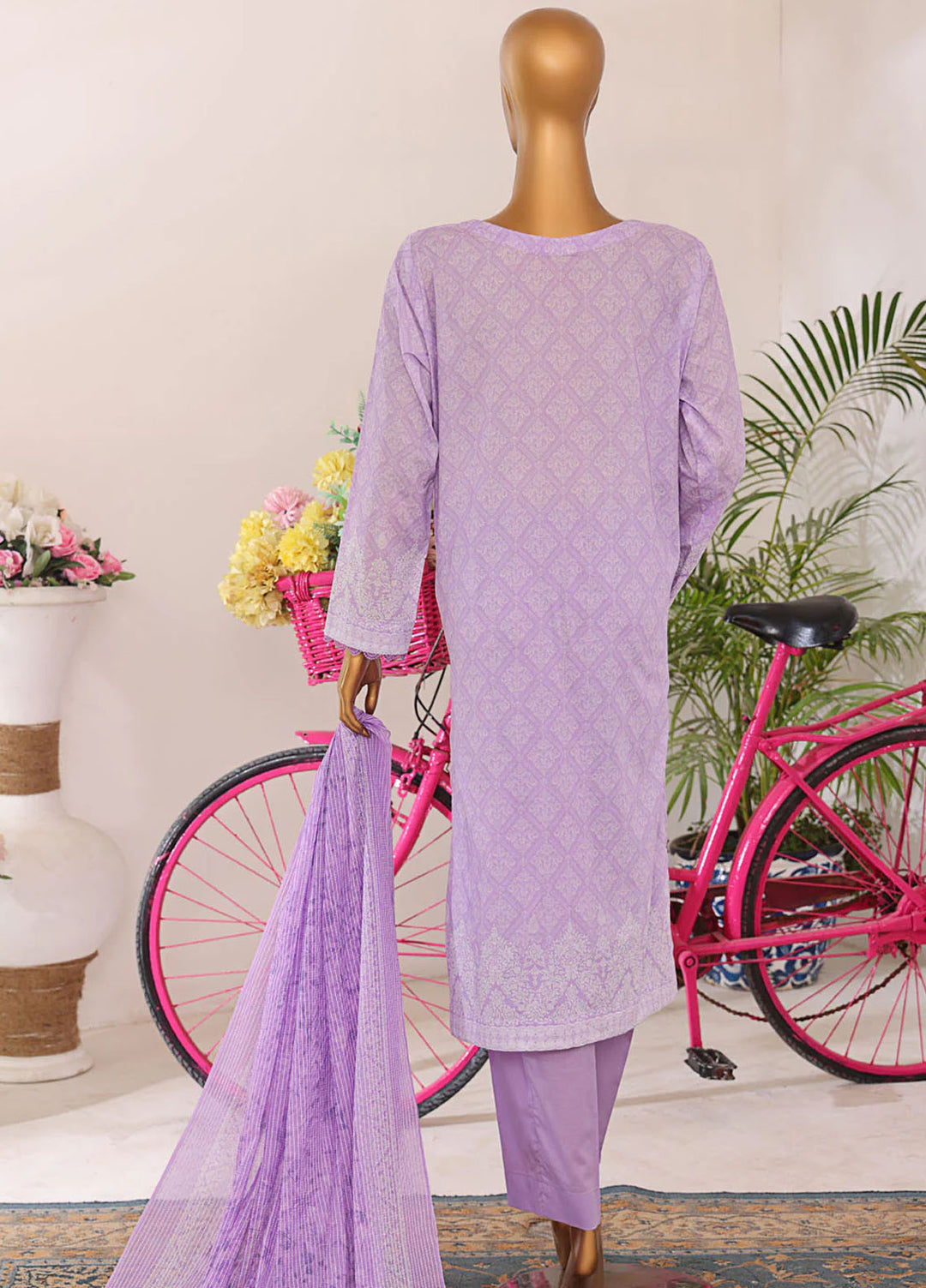 Hz Textiles Embroidered Lawn Suits Unstitched 3 Piece NKE-559 - Summer Collection