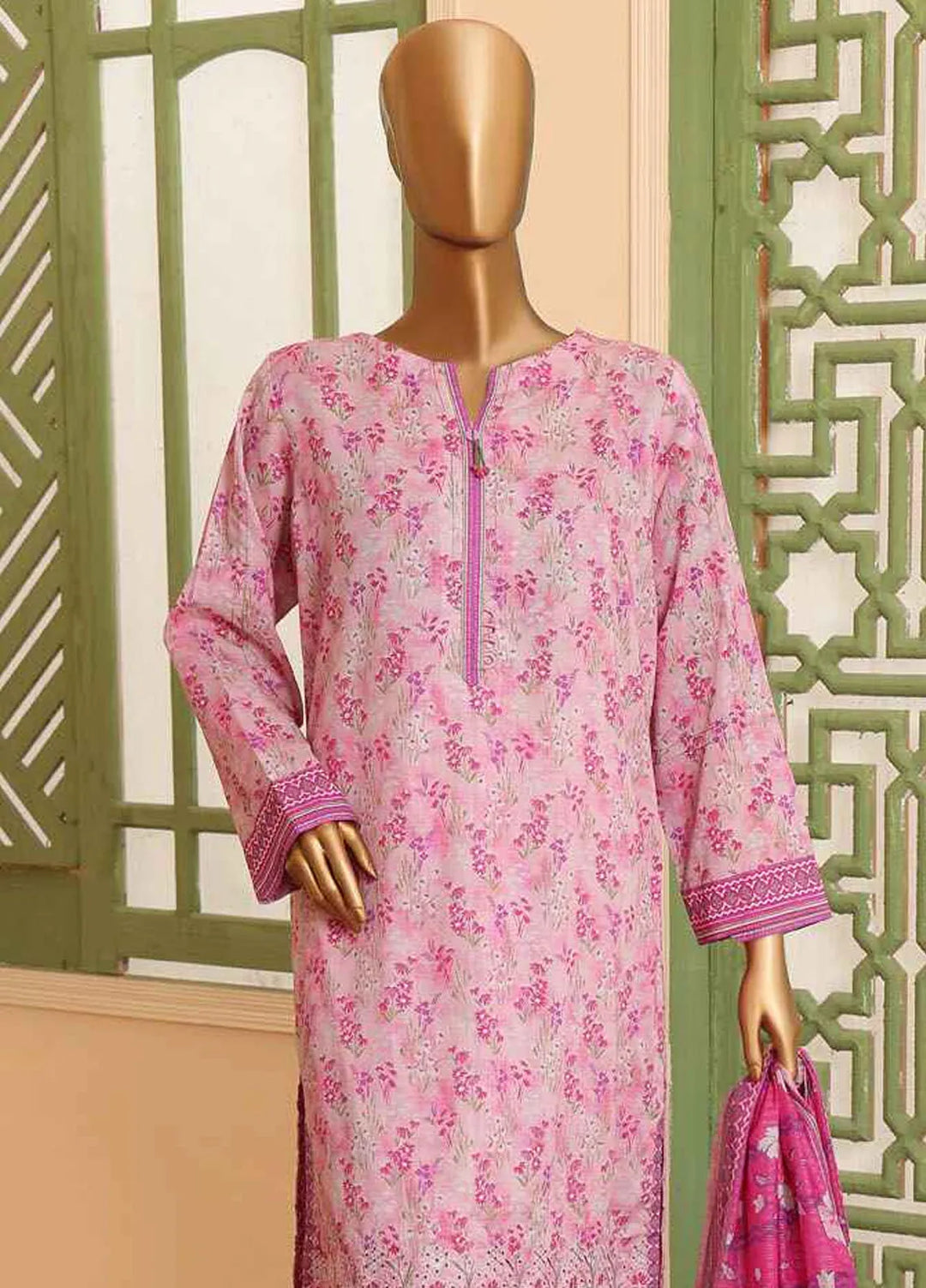 HZ Textiles Embroidered Lawn Suits Unstitched 3 Piece ZEC-162 - Summer Collection