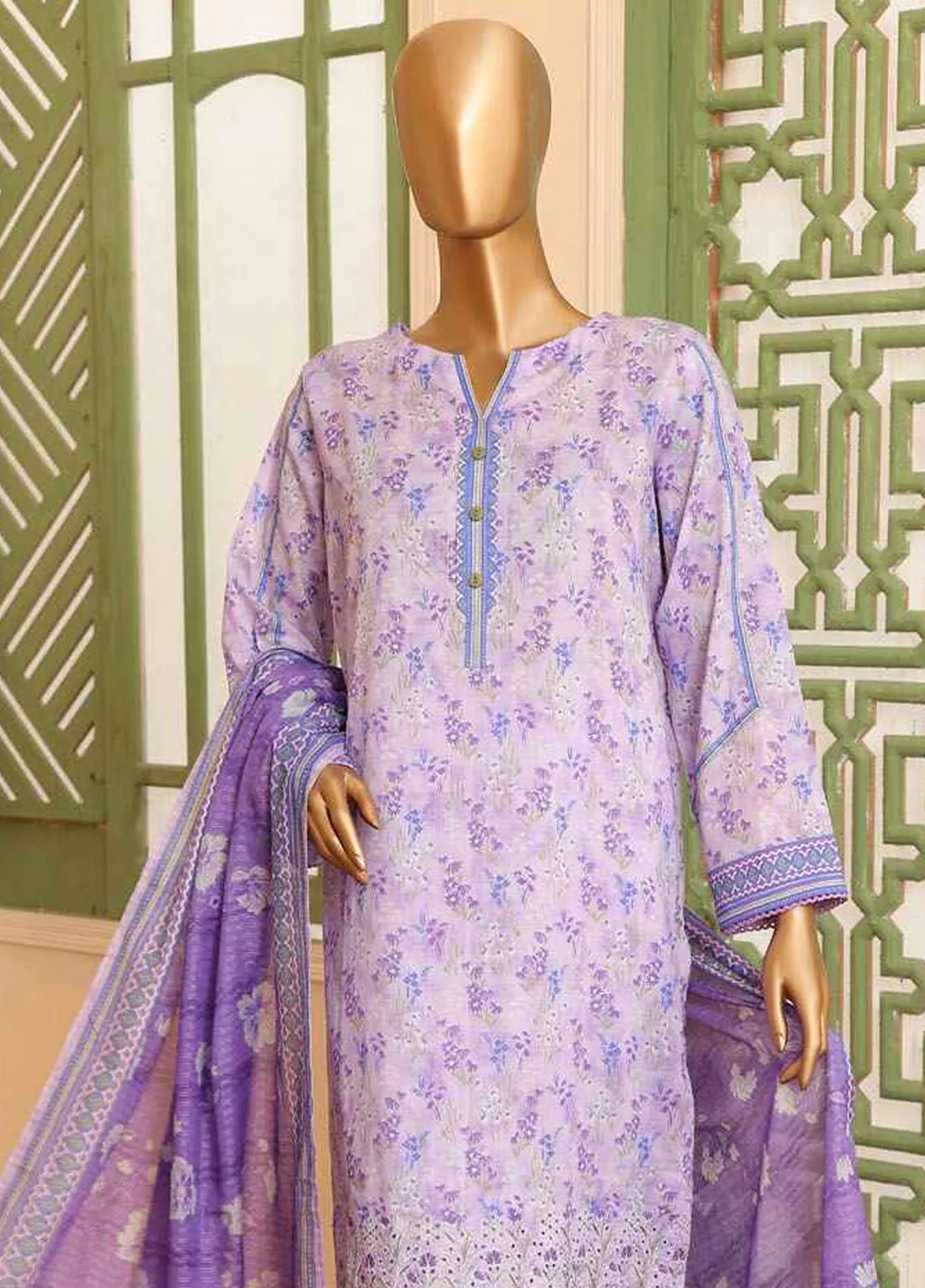 HZ Textiles Embroidered Lawn Suits Unstitched 3 Piece ZEC-163 - Summer Collection