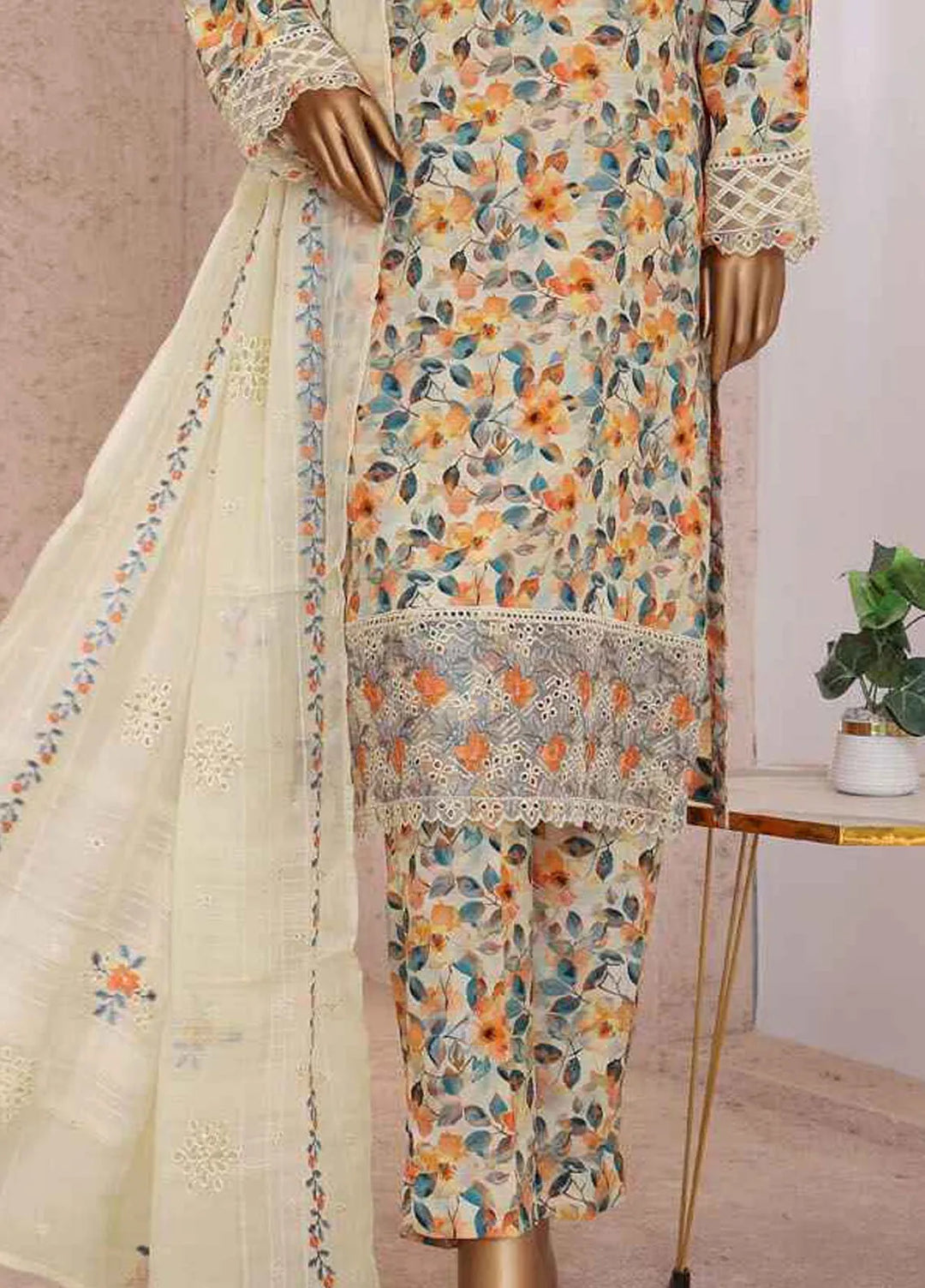 HZ Textiles Embroidered Silk Suits Unstitched 3 Piece HZ25VS VRS-1118 - Summer Collection