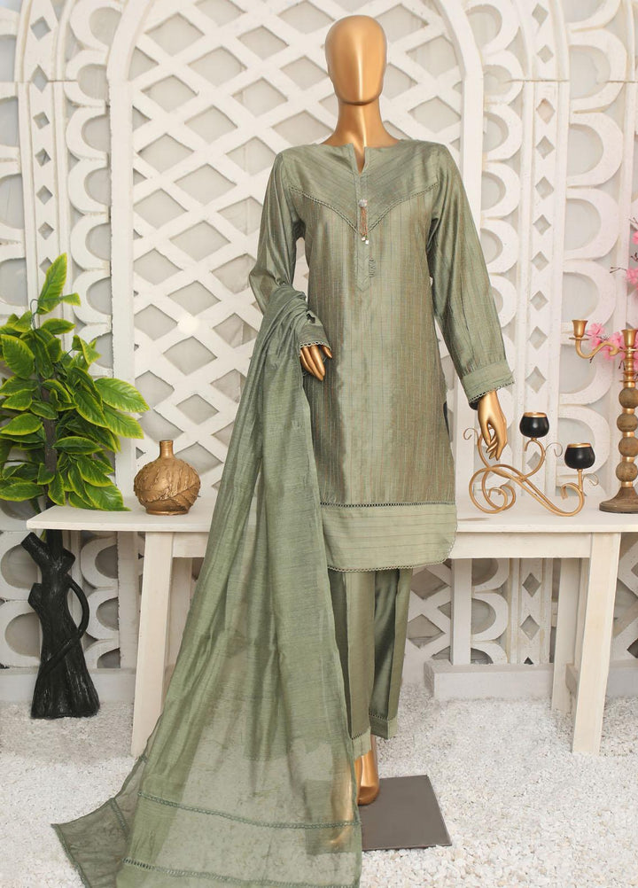 HZ Textiles Casual Pret  Yarn 3 Piece Suit 2B Pistachio
