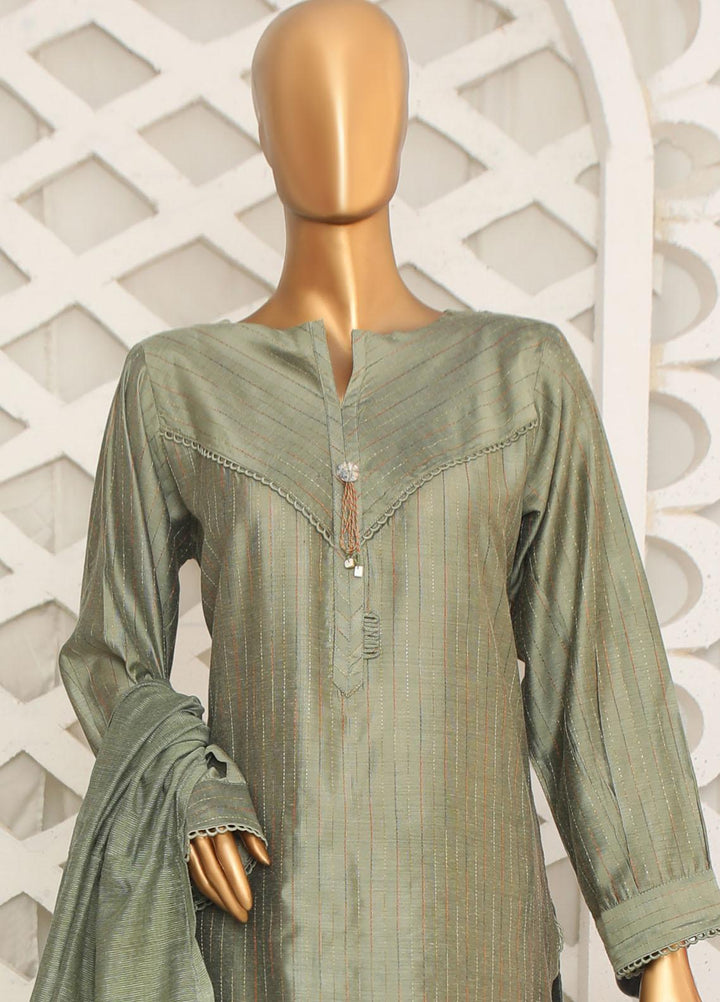 HZ Textiles Casual Pret  Yarn 3 Piece Suit 2B Pistachio