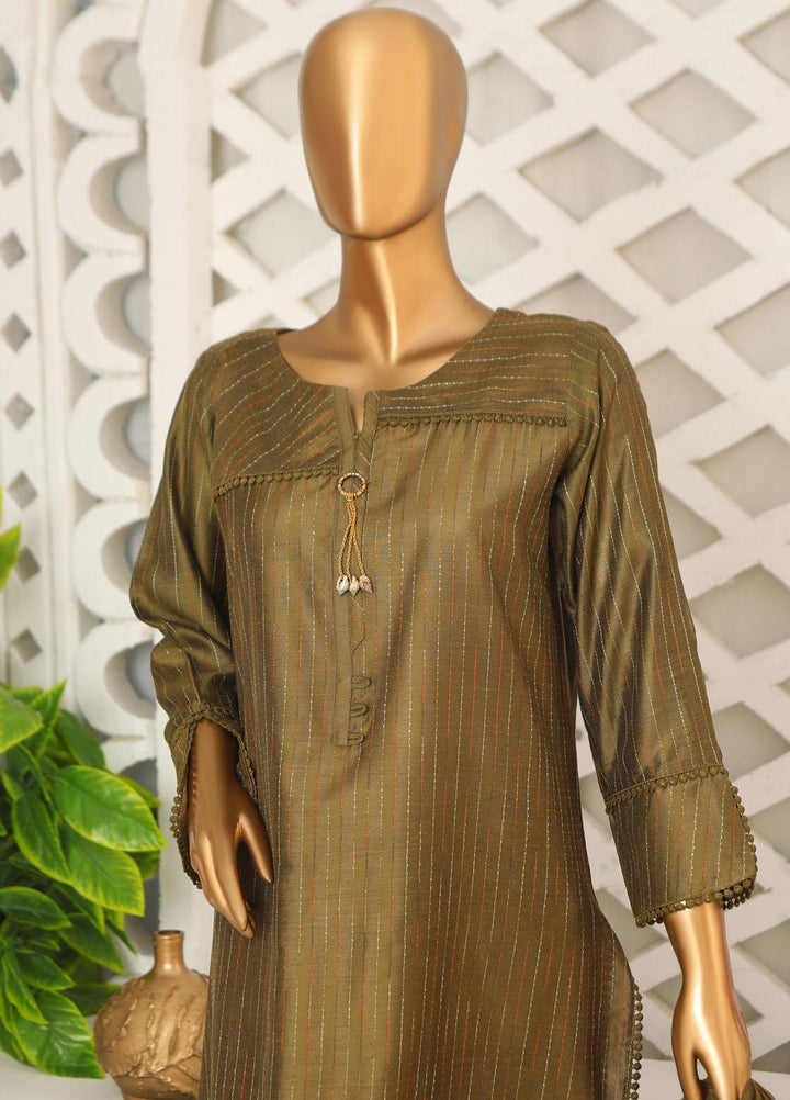 HZ Textiles Casual Pret  Yarn 3 Piece Suit 3A Olive
