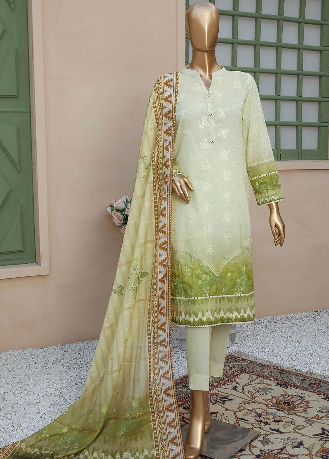 Oriental By HZ Textiles Embroidered Lawn Suits Unstitched 3 Piece HZ23OC OC-15892 - Summer Collection