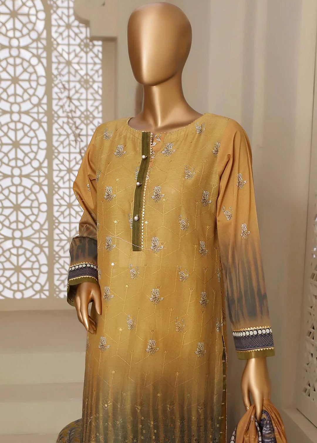 HZ Textiles Embroidered Lawn Suits Unstitched 3 Piece HZ23OF OC-18515 - Festive Collection