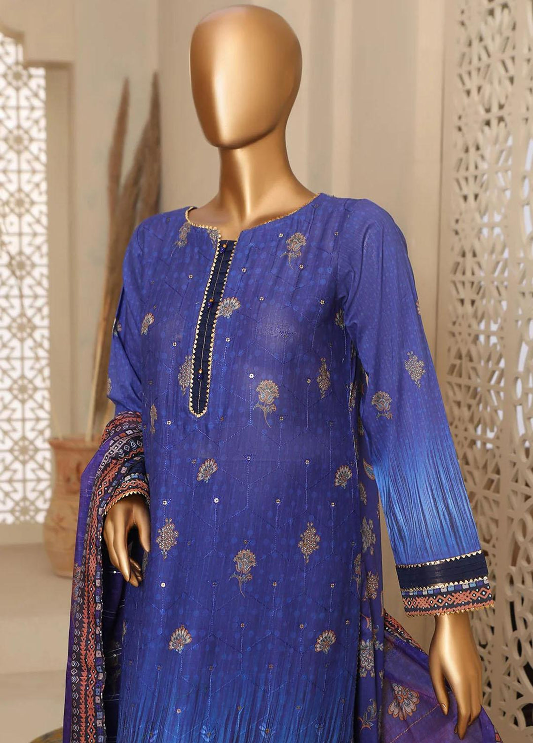 HZ Textiles Embroidered Lawn Suits Unstitched 3 Piece HZ23OF OC-18516 - Festive Collection