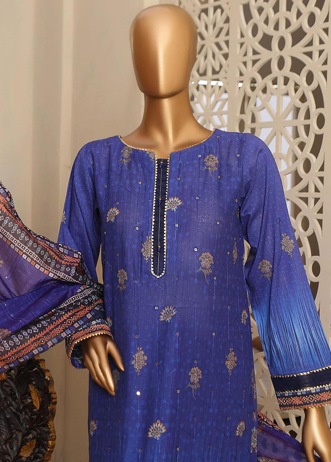 HZ Textiles Embroidered Lawn Suits Unstitched 3 Piece HZ23OF OC-18516 - Festive Collection