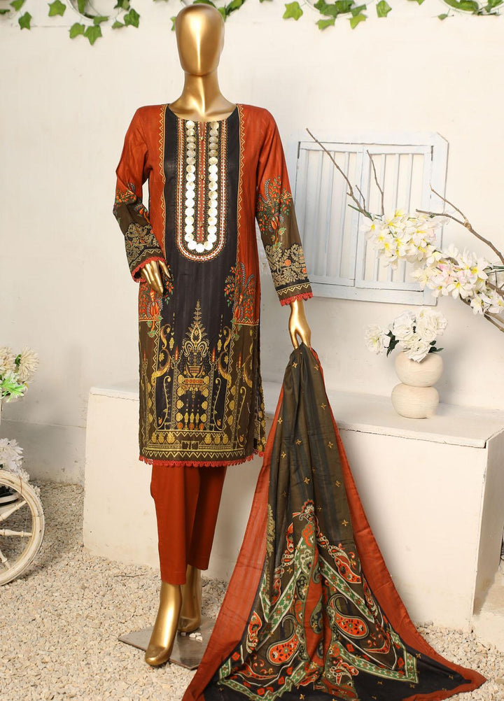 HZ Textiles Embroidered Cotton Suits Unstitched 3 Piece HZ23ON ON-1187-A - Festive Collection