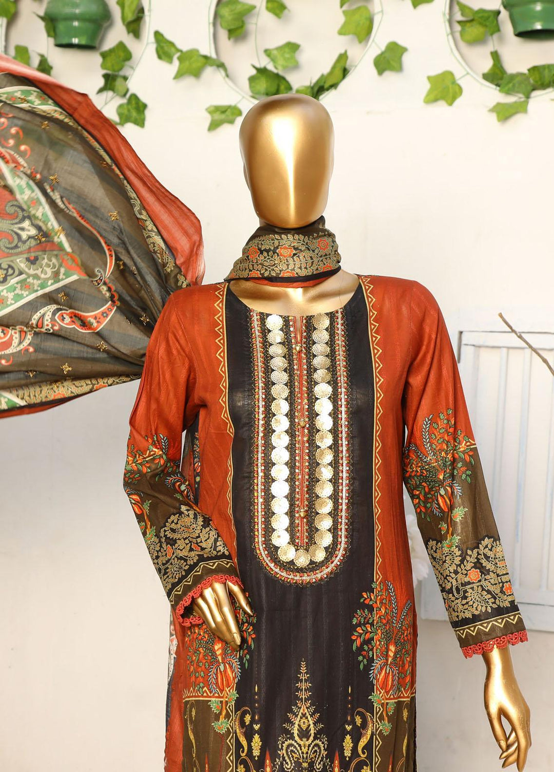 HZ Textiles Embroidered Cotton Suits Unstitched 3 Piece HZ23ON ON-1187-A - Festive Collection