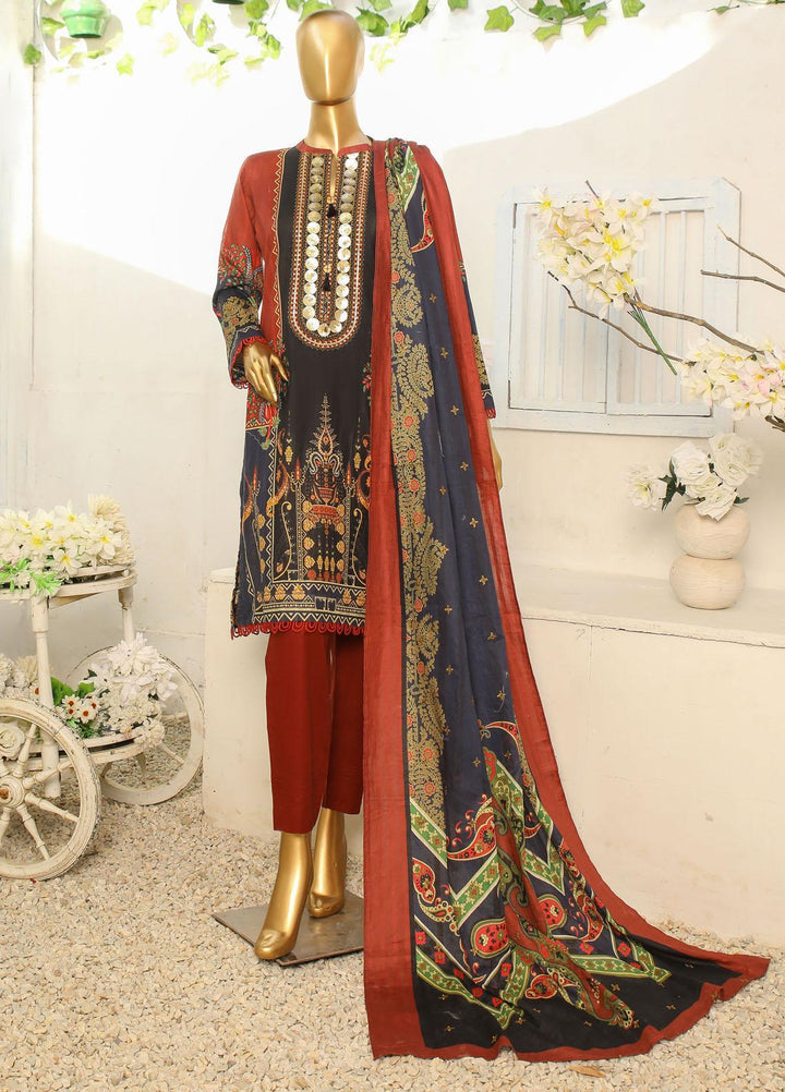 HZ Textiles Embroidered Cotton Suits Unstitched 3 Piece HZ23ON ON-1187-B - Festive Collection