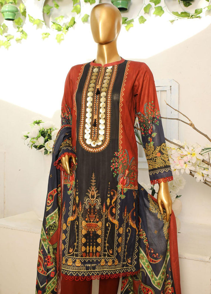 HZ Textiles Embroidered Cotton Suits Unstitched 3 Piece HZ23ON ON-1187-B - Festive Collection