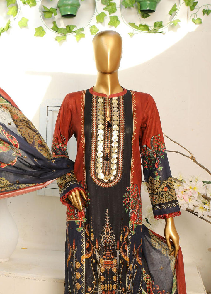 HZ Textiles Embroidered Cotton Suits Unstitched 3 Piece HZ23ON ON-1187-B - Festive Collection