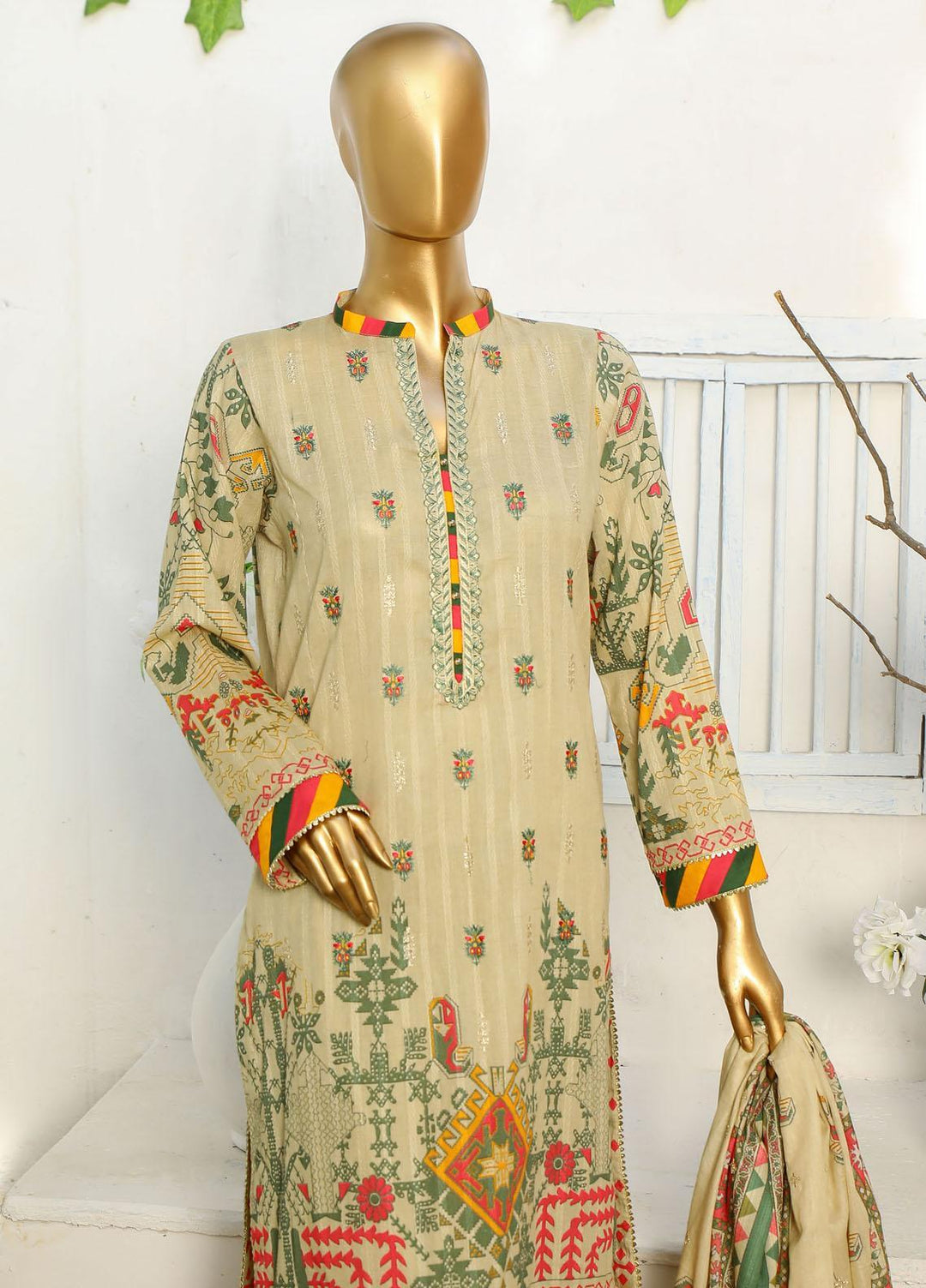 HZ Textiles Embroidered Cotton Suits Unstitched 3 Piece HZ23ON ON-1188-A - Festive Collection