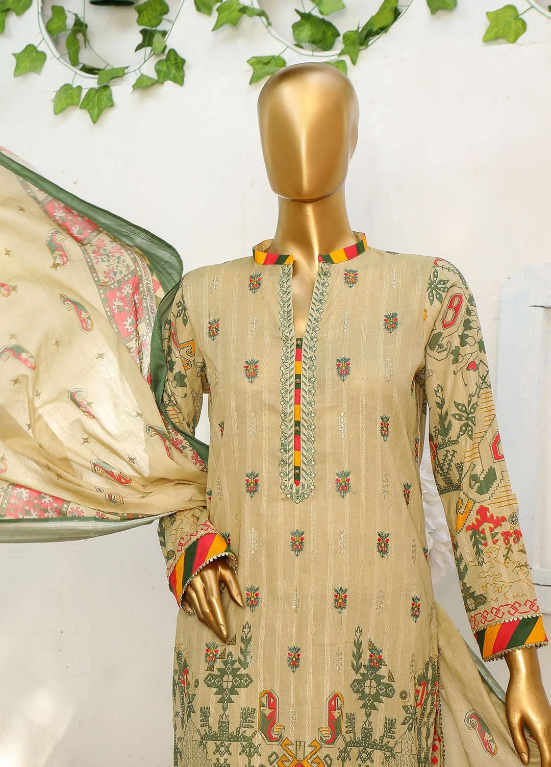 HZ Textiles Embroidered Cotton Suits Unstitched 3 Piece HZ23ON ON-1188-A - Festive Collection