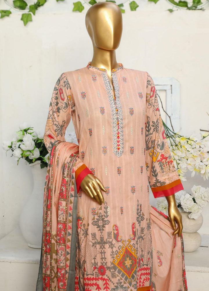 HZ Textiles Embroidered Cotton Suits Unstitched 3 Piece HZ23ON ON-1188-B - Festive Collection
