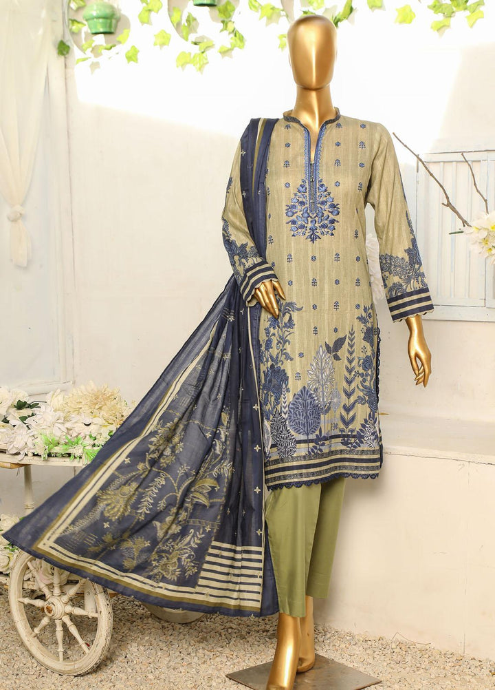 HZ Textiles Embroidered Cotton Suits Unstitched 3 Piece HZ23ON ON-1189-A - Festive Collection