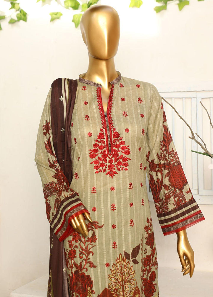 HZ Textiles Embroidered Cotton Suits Unstitched 3 Piece HZ23ON ON-1189-B - Festive Collection
