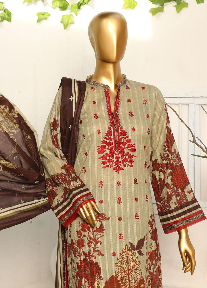 HZ Textiles Embroidered Cotton Suits Unstitched 3 Piece HZ23ON ON-1189-B - Festive Collection