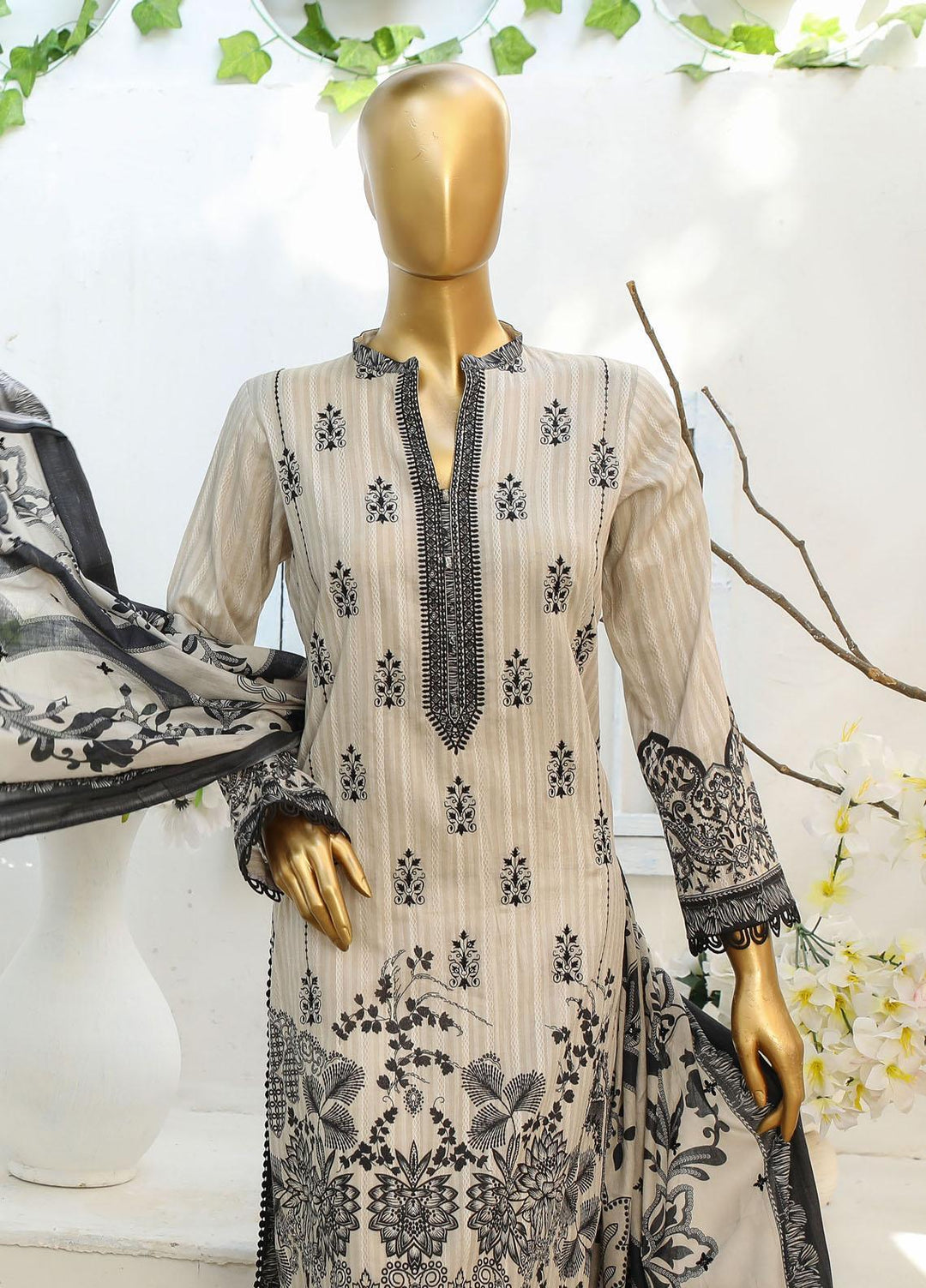 HZ Textiles Embroidered Cotton Suits Unstitched 3 Piece HZ23ON ON-1190 - Festive Collection