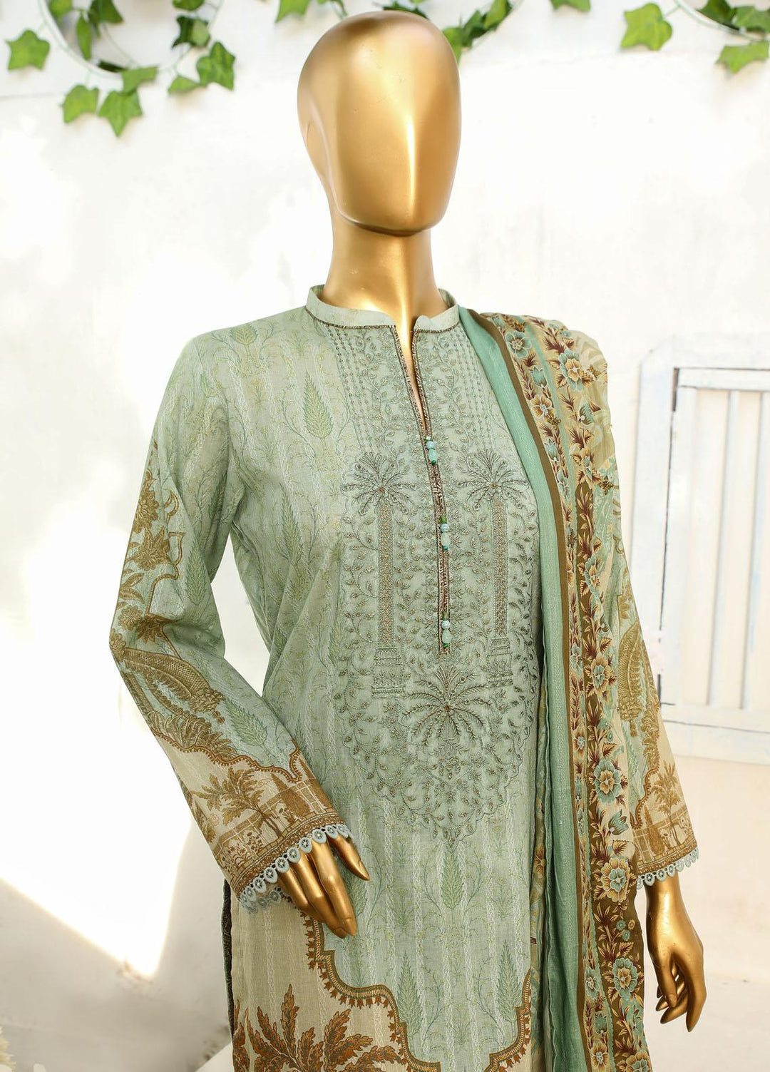 HZ Textiles Embroidered Cotton Suits Unstitched 3 Piece HZ23ON ON-1191-A - Festive Collection